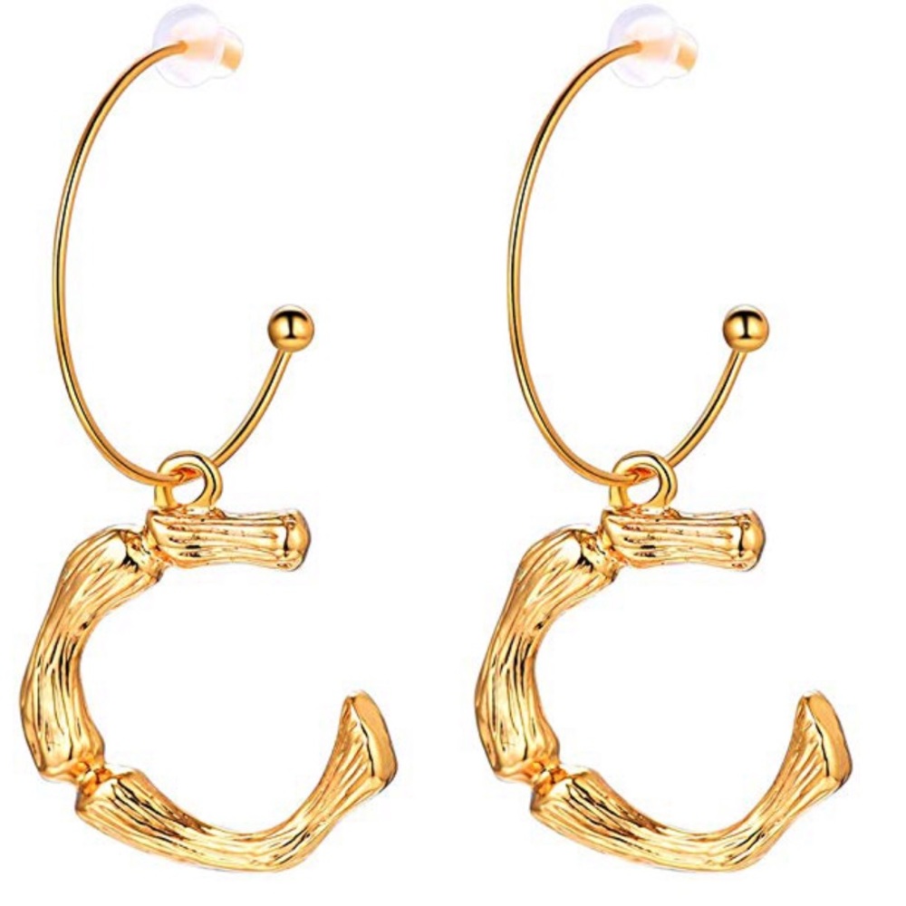Bamboo letter C pendant earrings